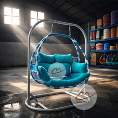 Ghế Xích Đu Dáng Bầu Dục Khung Thép Cao Cấp - Ghế Xích Đu Mây Nhựa Bản Mây