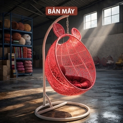 Xích Đu Ngoài Trời Tai Gấu Tròn – Thiết Kế Tổ Kén Thư Giãn Cho Không Gian Sân Vườn