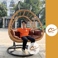 Xích Đu Đẹp Bán Nguyệt Mây Nhựa Khung Thép – Góc Thư Giãn Ấm Áp Cho Gia Đình