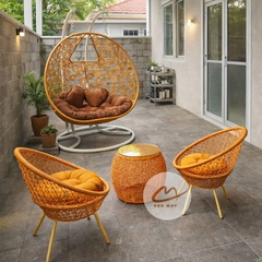 Bộ xích đu sân vườn, bàn ghế ban công nội thất ngoài trời ngồi thư giãn, chịu nắng chịu mưa