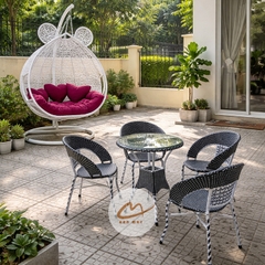 Bộ xích đu sân vườn, bàn ghế ban công nội thất ngoài trời ngồi thư giãn, chịu nắng chịu mưa