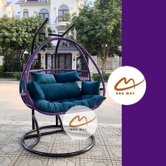 Xích Đu Thư Giãn Cần Kép Bản Mây - Xích Đu Mây Nhựa Chịu Tải 300kg