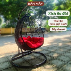 Xích đu đôi đan rối lồng đen đệm đỏ