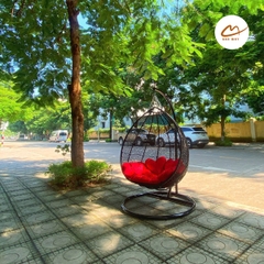 Xích đu đôi đan rối lồng đen đệm đỏ