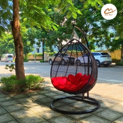 Xích đu đôi đan rối lồng đen đệm đỏ