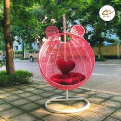 Xích đu đơn tai gấu đan rối màu hồng