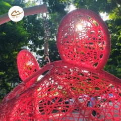 Xích đu đơn tai gấu đan rối màu hồng