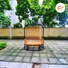 Xích đu sofa lồng vàng đệm nâu