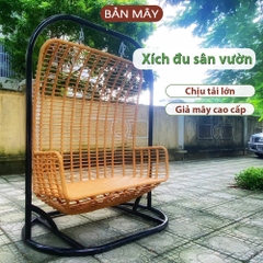 Xích đu sofa lồng vàng đệm nâu