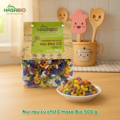 Nui Rau Củ HASABIO FOODS Cho Bé Từ 6 Tháng – Chữ C & Hình Xoắn – Từ Gạo + Rau Củ Tự Nhiên – An Toàn Ăn Dặm