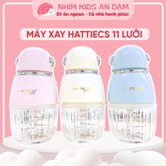 Máy Xay Ăn Dặm HATTIECS 11 Lưỡi Mới Nhất, Cối 300ml, Xay Mịn Nhuyễn, Bảo Hành Chính Hãng 24 Tháng