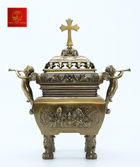 Lư Hương Đồng Vuông - Cao 45 cm