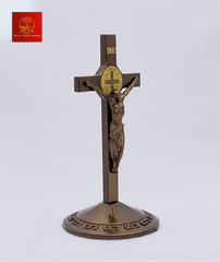 Thánh Giá Mini Có Mề Đay BENEDICT cao 12cm - Màu Cổ Điển