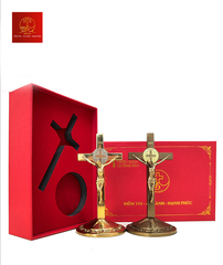 Thánh Giá Mini Có Mề Đay BENEDICT cao 12cm - Màu PVD Gold