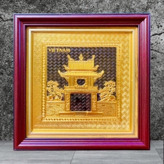 TRANH ĐỒNG KHUÊ VĂN CÁC DÁT VÀNG (30cm * 30cm)