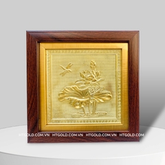 TRANH HOA SEN BẰNG ĐỒNG VÀNG (20cm x 20cm)