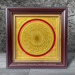 QUÀ TẶNG TRANH MẶT TRỐNG ĐỒNG MẠ VÀNG 24K (Kích thước 26cmx 26cm)