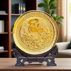 TRANH ĐĨA CHỮ PHÚC BẰNG ĐỒNG, MẠ VÀNG 24K (Đk 25cm/ Cao 30cm)