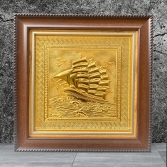 TRANH ĐỒNG THUẬN BUỒM XUÔI GIÓ, MẠ VÀNG 24k (Kích thước 30cm x 30cm)...