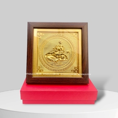 TRANH ĐỒNG HOA SEN, MẠ VÀNG 24K (20cm x 20cm)