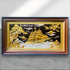 TRANH ĐỒNG THUẬN BUỒM XUÔI GIÓ DÁT VÀNG BẠC (62cm x 108cm)