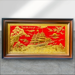 TRANH THUẬN BUỒM XUÔI GIÓ BẰNG ĐỒNG, DÁT VÀNG (Cao 62cm; ngang 108cm)