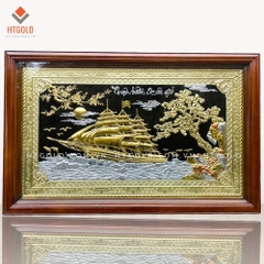 TRANH THUẬN BUỒM XUÔI GIÓ (Kích thước 68cm x 107cm; Dát vàng bạc)