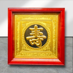 TRANH ĐỒNG CHỮ THỌ, DÁT VÀNG (Kích thước 68cm x 68cm)