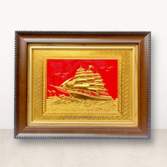 TRANH ĐỒNG THUYỀN BUỒM, MẠ VÀNG 24k (Kích thước 28cm x 34cm)...