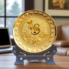 TRANH ĐĨA ĐỒNG CHỮ THUẬN MẠ VÀNG 24K (Đk 25cm/ Cao 30cm)