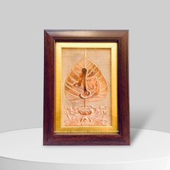 TRANH LÁ BỒ ĐỀ GẮN CHỮ "AN" BẰNG ĐỒNG ĐỎ (15cm x 20cm)