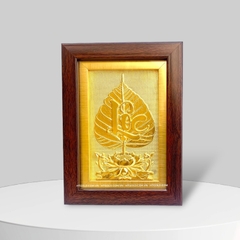 TRANH LÁ BỒ ĐỀ CHỮ "LỘC" MẠ VÀNG 24K (15cm x 20cm)
