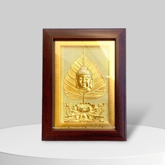 TRANH LÁ BỒ ĐỀ MẠ VÀNG 24k (15cm x 20cm)