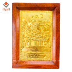 TRANH ĐỒNG CHÙA HƯƠNG, MẠ VÀNG 24K - QUÀ TẶNG CAO CẤP.