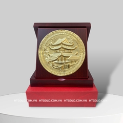 QUÀ TẶNG TRANH CHÙA KEO BẰNG ĐỒNG VÀNG (Kích thước 16cm).