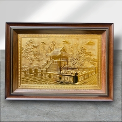 TRANH ĐỒNG CHÙA MỘT CỘT, MẠ VÀNG 24K (50 x 70cm)