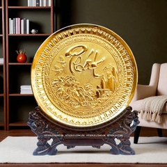 TRANH ĐĨA ĐỒNG CHỮ PHÁT MẠ VÀNG 24K (Đk 25cm/ Cao 30cm)