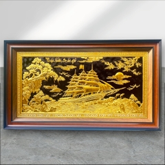TRANH THUẬN BUỒM XUÔI GIÓ BẰNG ĐỒNG, DÁT VÀNG (Cao 62cm; ngang 108cm)