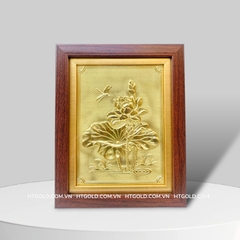 TRANH HOA SEN BẰNG ĐỒNG,<> (Kích thước 20cm x 25cm)