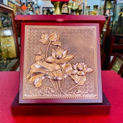 TRANH ĐỒNG HOA SEN (Kích thước 16,5cm)-QUÀ TẶNG TRANH VÀNG