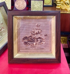 TRANH HOA SEN BẰNG ĐỒNG ĐỎ (20cm x 20cm)
