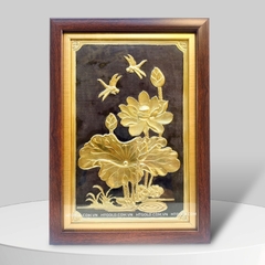 TRANH HOA SEN BẰNG ĐỒNG,<> (Kích thước 24cm x 34cm)
