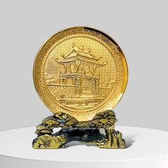 QUÀ TẶNG TRANH ĐĨA ĐỒNG KHUÊ VĂN CÁC MẠ VÀNG 24K (Đk 19cm)