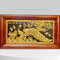 TRANH ĐỒNG PHU THÊ VIÊN MÃN, MẠ VÀNG 24K (Kích thước 38cm x 68cm)