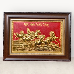 TRANH ĐỒNG MÃ ĐÁO THÀNH CÔNG, MẠ VÀNG 24K (Kích thước 28cm x 38cm)..