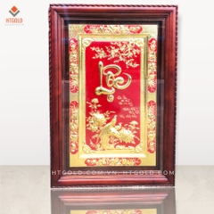 TRANH ĐỒNG CHỮ LỘC THƯ PHÁP MẠ VÀNG 24K (Kích thước 128cm x 88cm)