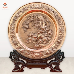 QUÀ TẶNG TRANH ĐĨA ĐỒNG- TÙNG HẠC DIÊN NIÊN (đường kính 35cm; Tổng chiều cao 41cm)