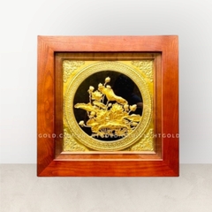 TRANH ĐỒNG HOA SEN - MẠ VÀNG 24K (Kích thước 38cm x 38cm)