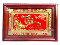 TRANH CHỮ TÂM - THƯ PHÁP - MẠ VÀNG 24K (Kích thước 88cm x 128cm)