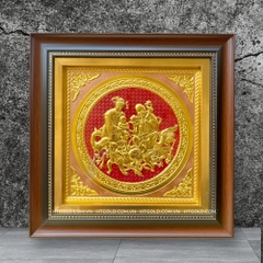 TRANH ĐỒNG MỪNG THỌ ÔNG BÀ, DÁT VÀNG <br> (Kích thước 42cm x 42cm)